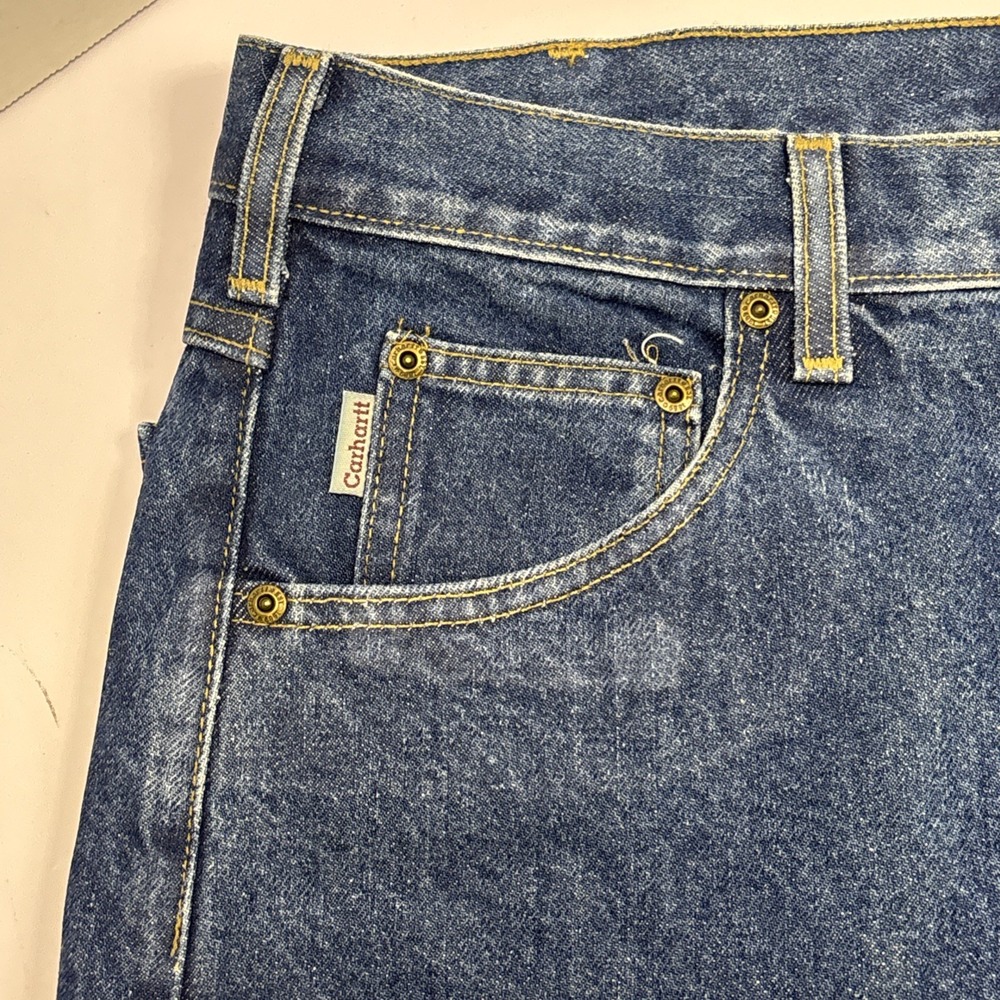 Carhartt Jeans Mens 35x32 (34x33) Blue Denim Straight Relaxed Fit Workwear USA - Picture 5 of 16